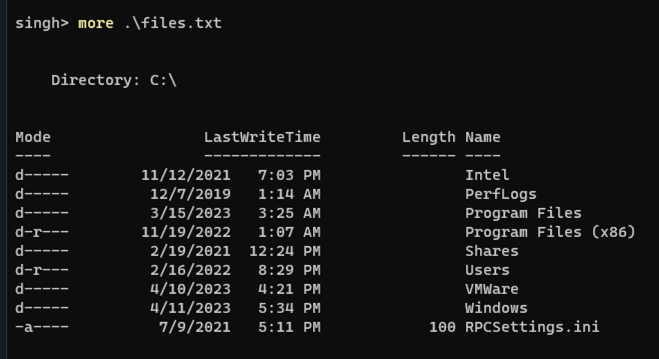 PowerShell more command