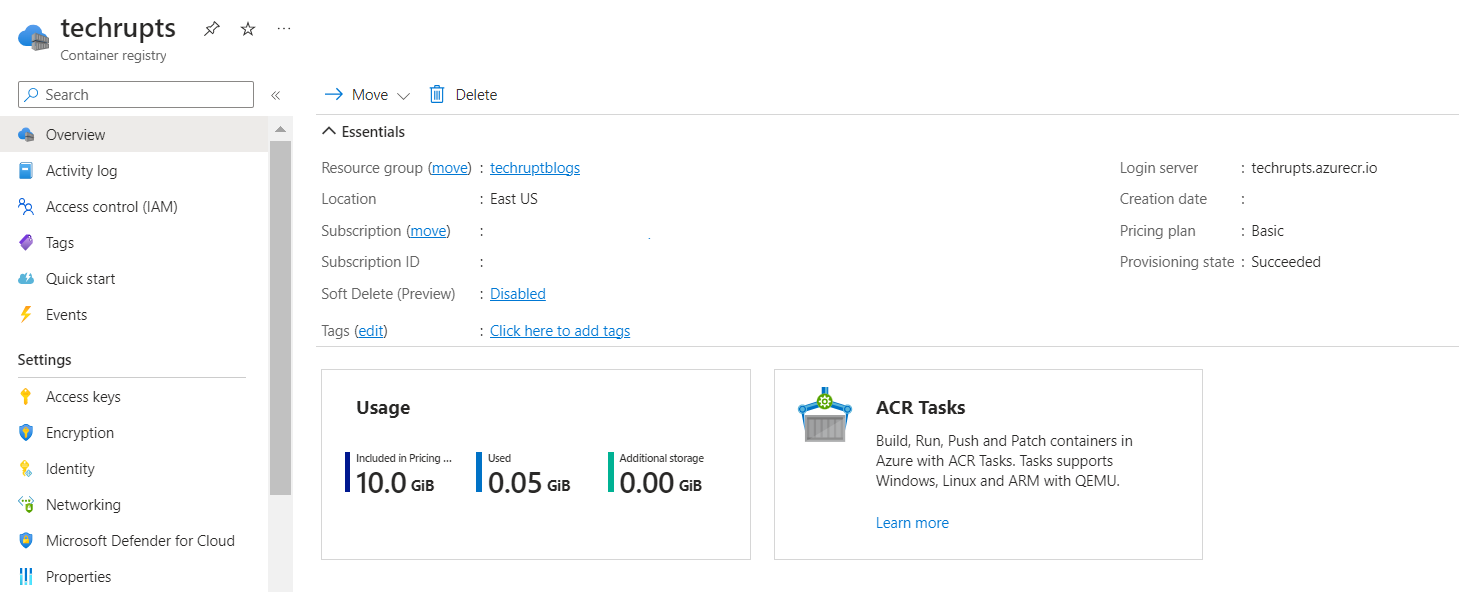 ACR Overview - Azure Portal