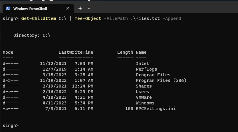 PowerShell Tee-Object Append command