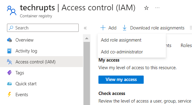 Set Up IAM Access Control for ACR Pul- Azure Portal