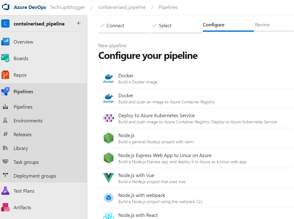 Configuring a build pipeline on Azure DevOps
