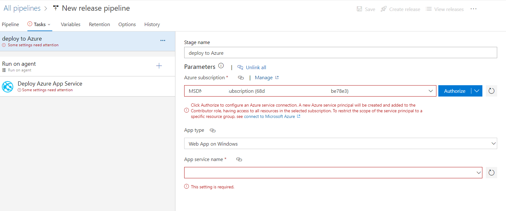 Release Pipeline set up on Azure DevOps