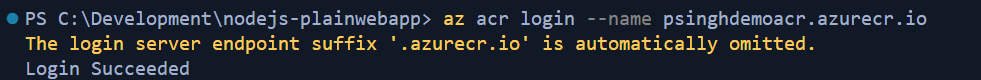 Azure CLI Docker Login